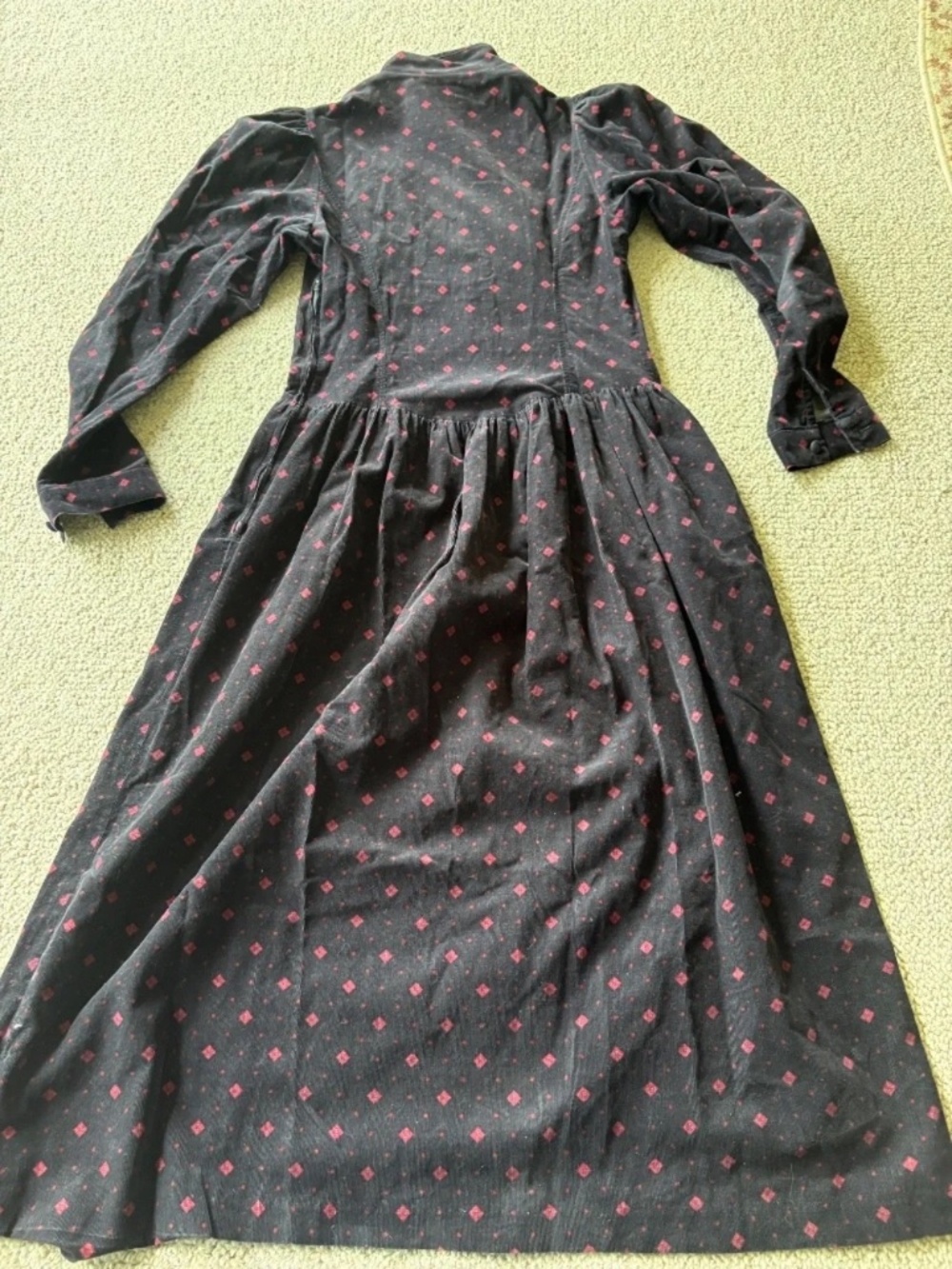 Vintage Laura Ashley Black Corduroy Cottagecore Prairie Dress UK Size 8 Feminine - Picture 9 of 15